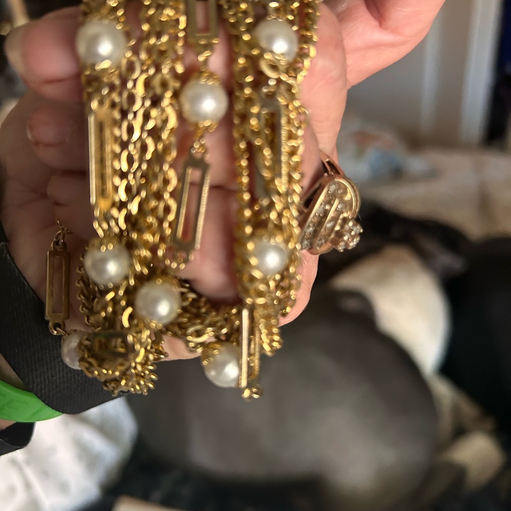 Gold and Pearl Chain Bracelet